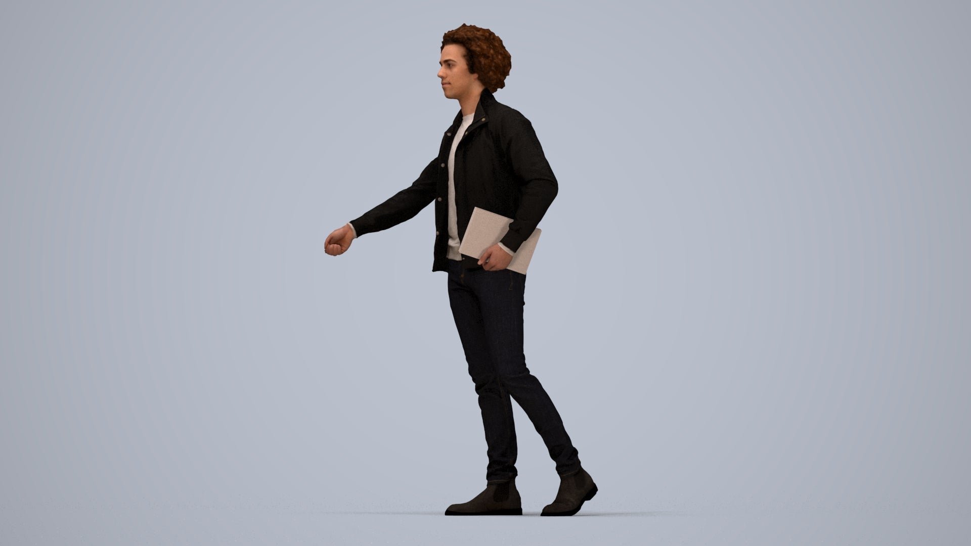 photogrammetry 3D man casual mix, realistic human model archviz FBX, top-down view render