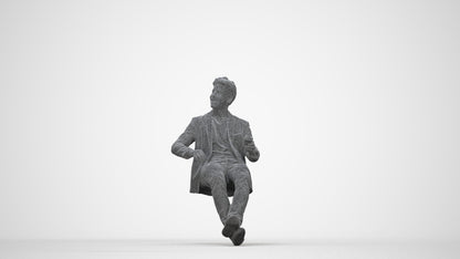 3D human model man casual business, photogrammetry scanned person for archviz, wireframe back view