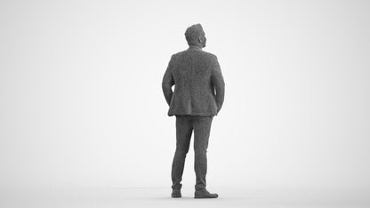 3D scanned man business, photorealistic archviz people for Enscape and SketchUp, wireframe front view
