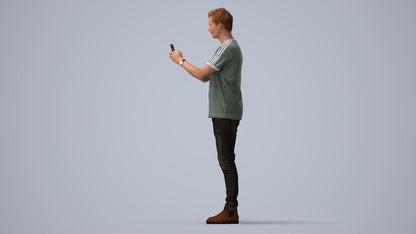 scanned 3D man casual standing, photogrammetry people for Enscape and V-Ray, three-quarter view render