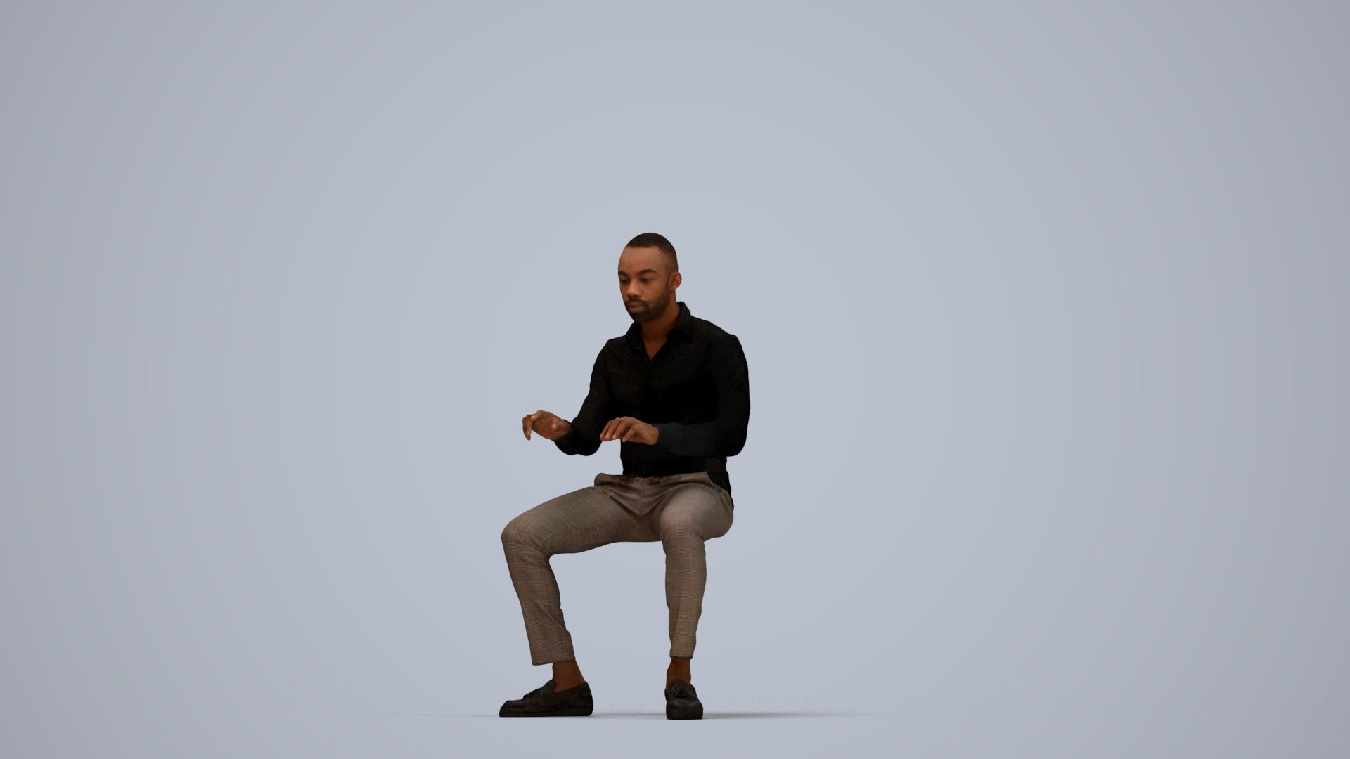 scanned 3D man business, photogrammetry people for Enscape and V-Ray, top-down view render