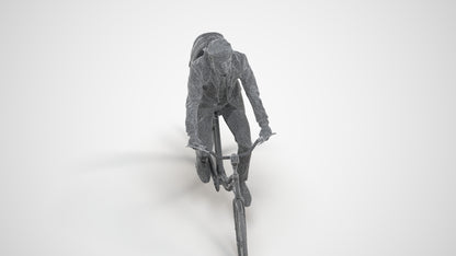 3D scanned man cycling business, photorealistic archviz people for Enscape and SketchUp, wireframe three-quarter view