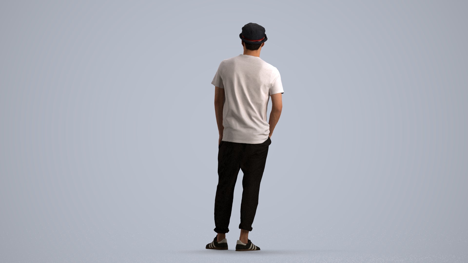 realistic 3D human man casual standing, archviz people FBX OBJ for Blender, front view render