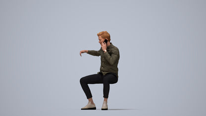 realistic 3D human man casual sitting, archviz people FBX OBJ for Blender, top-down view render