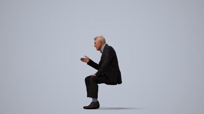 3D scanned senior man business, photorealistic archviz people for Enscape and SketchUp, three-quarter view render