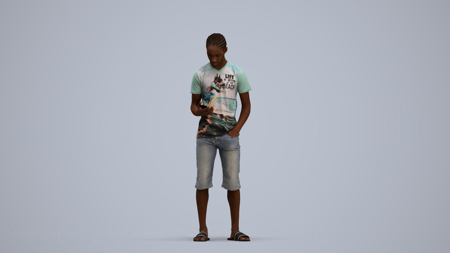 scanned 3D boy casual kids, photogrammetry people for Enscape and V-Ray, standing pose render
