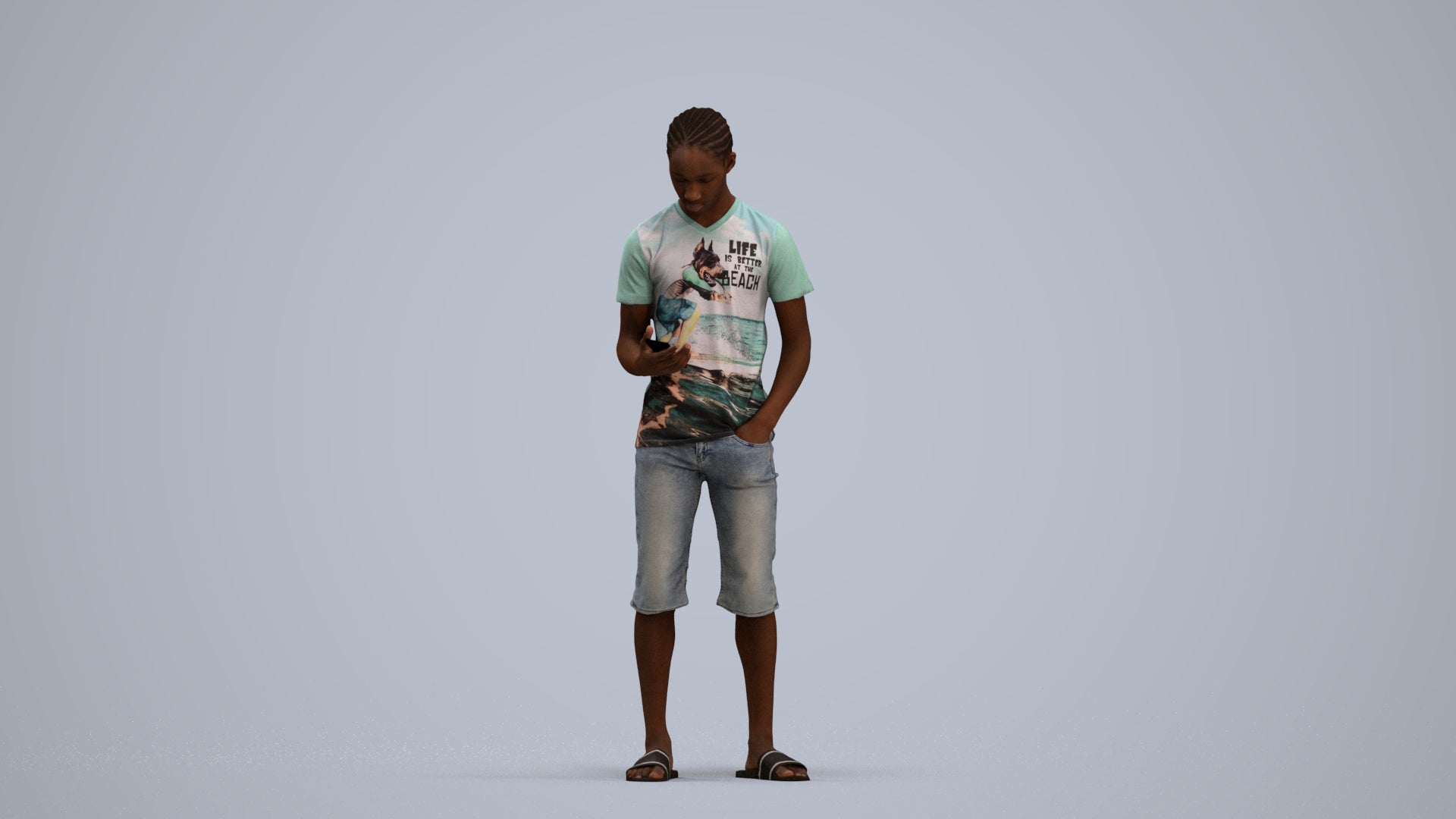 scanned 3D boy casual kids, photogrammetry people for Enscape and V-Ray, standing pose render