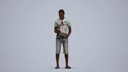 scanned 3D boy casual kids, photogrammetry people for Enscape and V-Ray, standing pose render