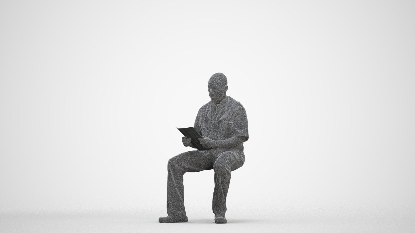photogrammetry 3D man medical, realistic human model archviz FBX, three-quarter front view render