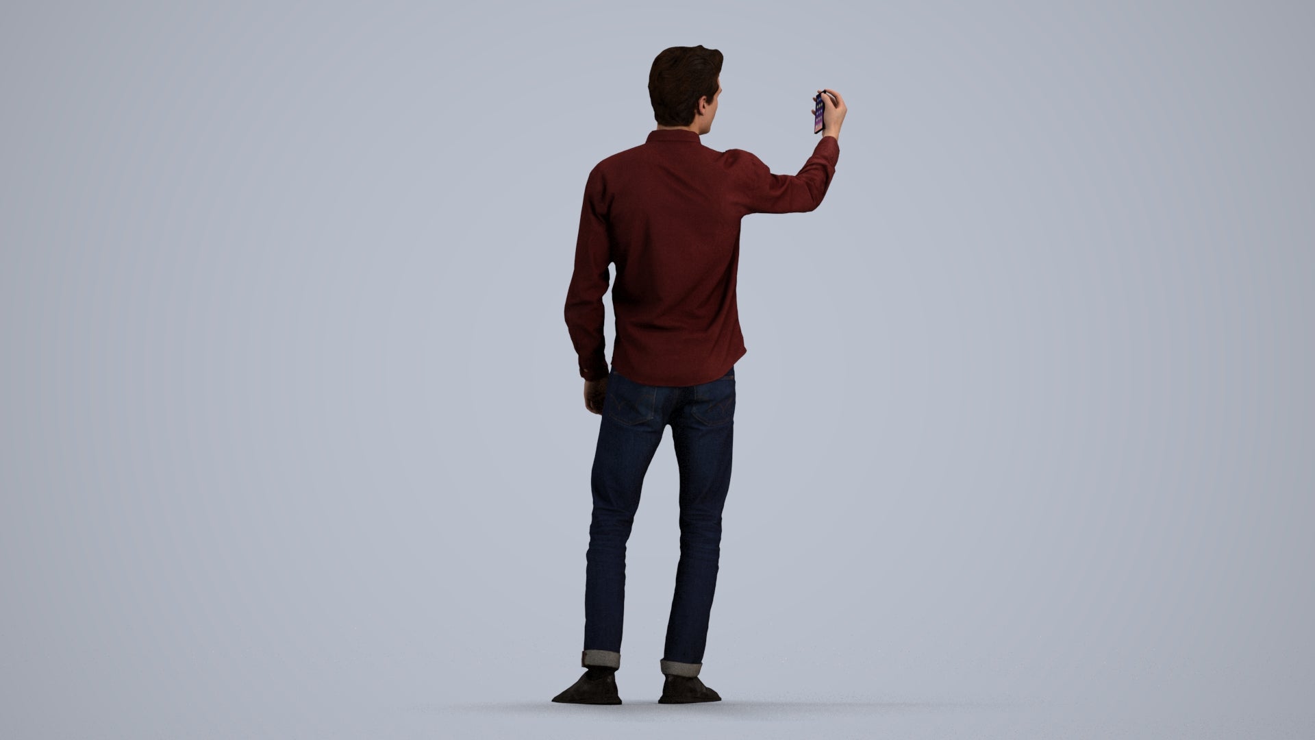 scanned 3D man casual standing, photogrammetry people for Enscape and V-Ray, front view render