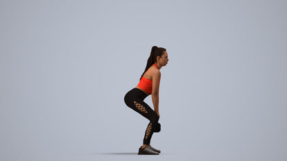 realistic 3D human woman sport, archviz people FBX OBJ for Blender, side view render