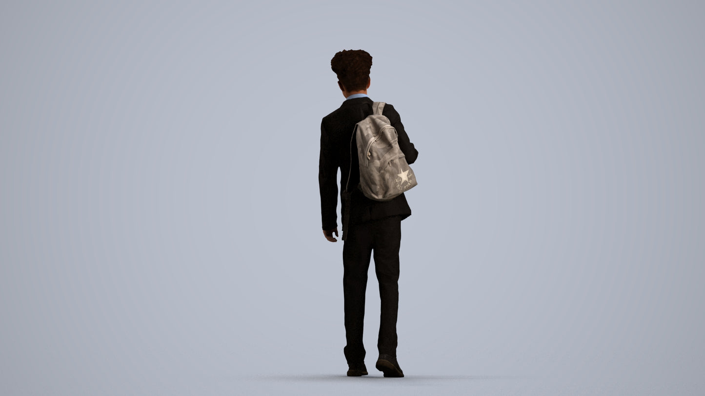 realistic 3D people man kids, render-ready for V-Ray and Corona, FBX OBJ, front view render