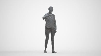 3D scanned senior woman standing casual, photorealistic archviz people for Enscape and SketchUp