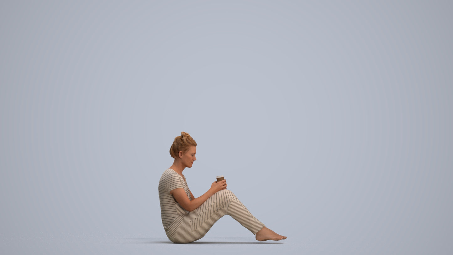 scanned 3D woman mix, photogrammetry people for Enscape and V-Ray, standing pose render