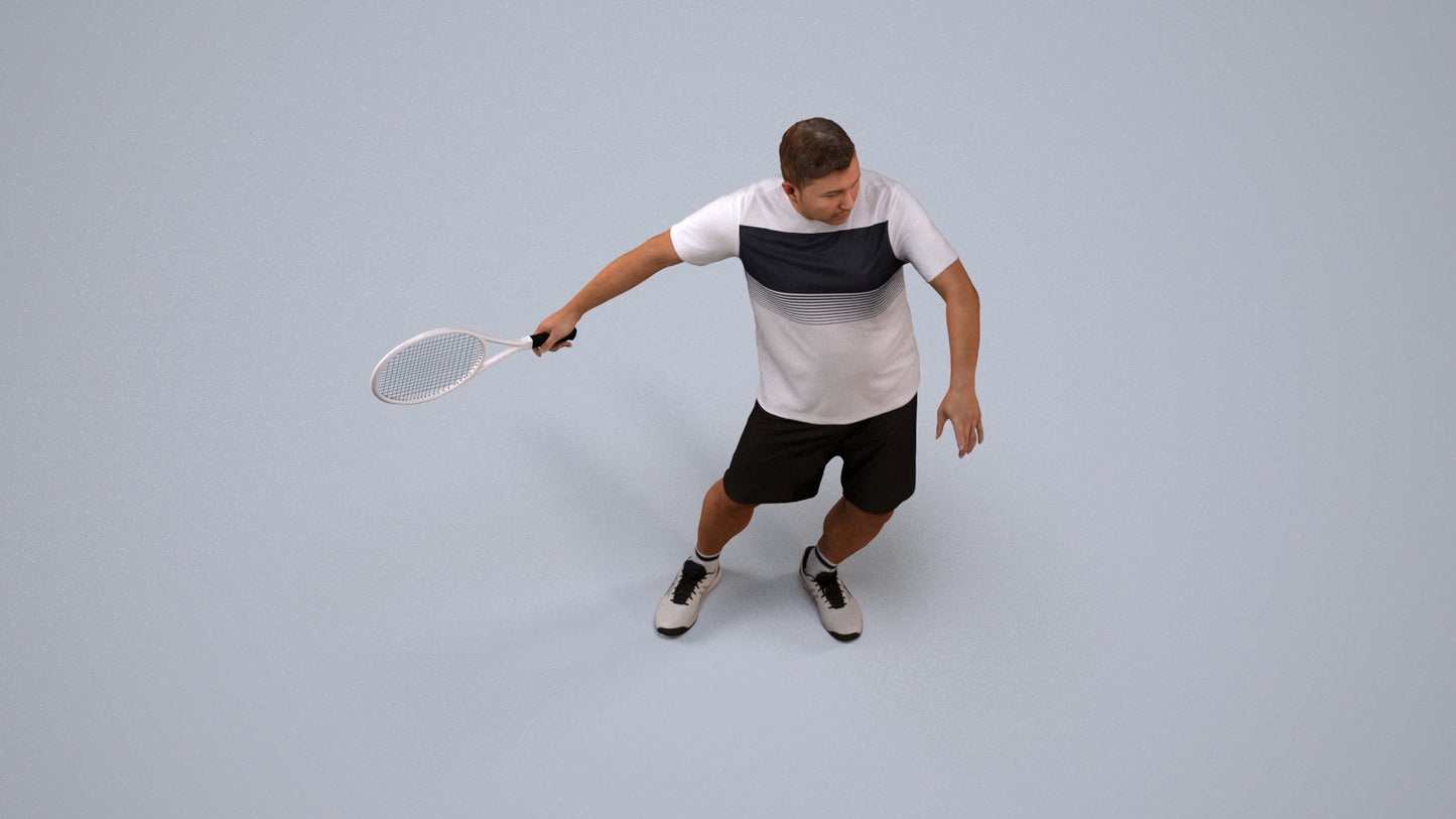 photogrammetry 3D man sport, realistic human model archviz FBX, back view render