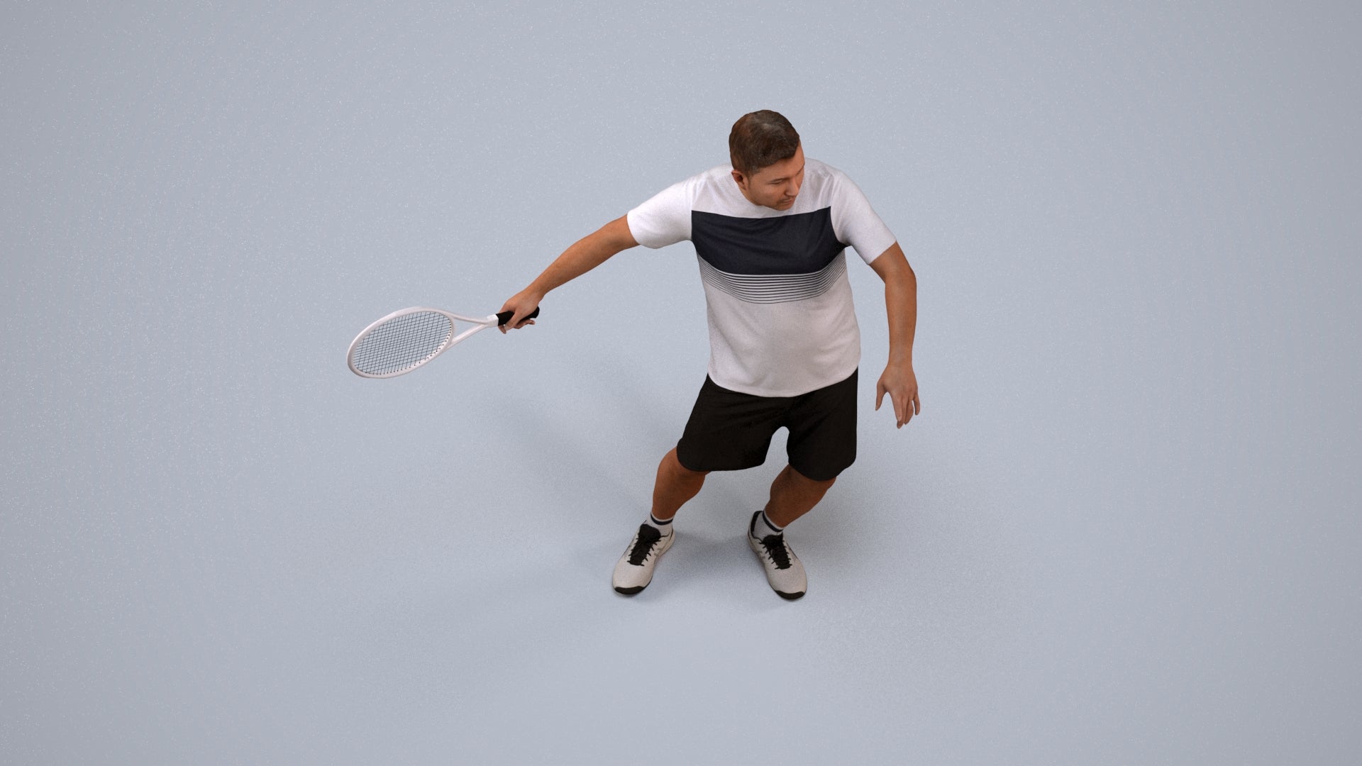 photogrammetry 3D man sport, realistic human model archviz FBX, back view render