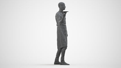 realistic 3D human man hospitality, archviz people FBX OBJ for Blender, wireframe side view
