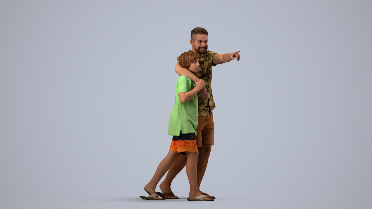 photogrammetry 3D boy kids, realistic human model archviz FBX, side view render