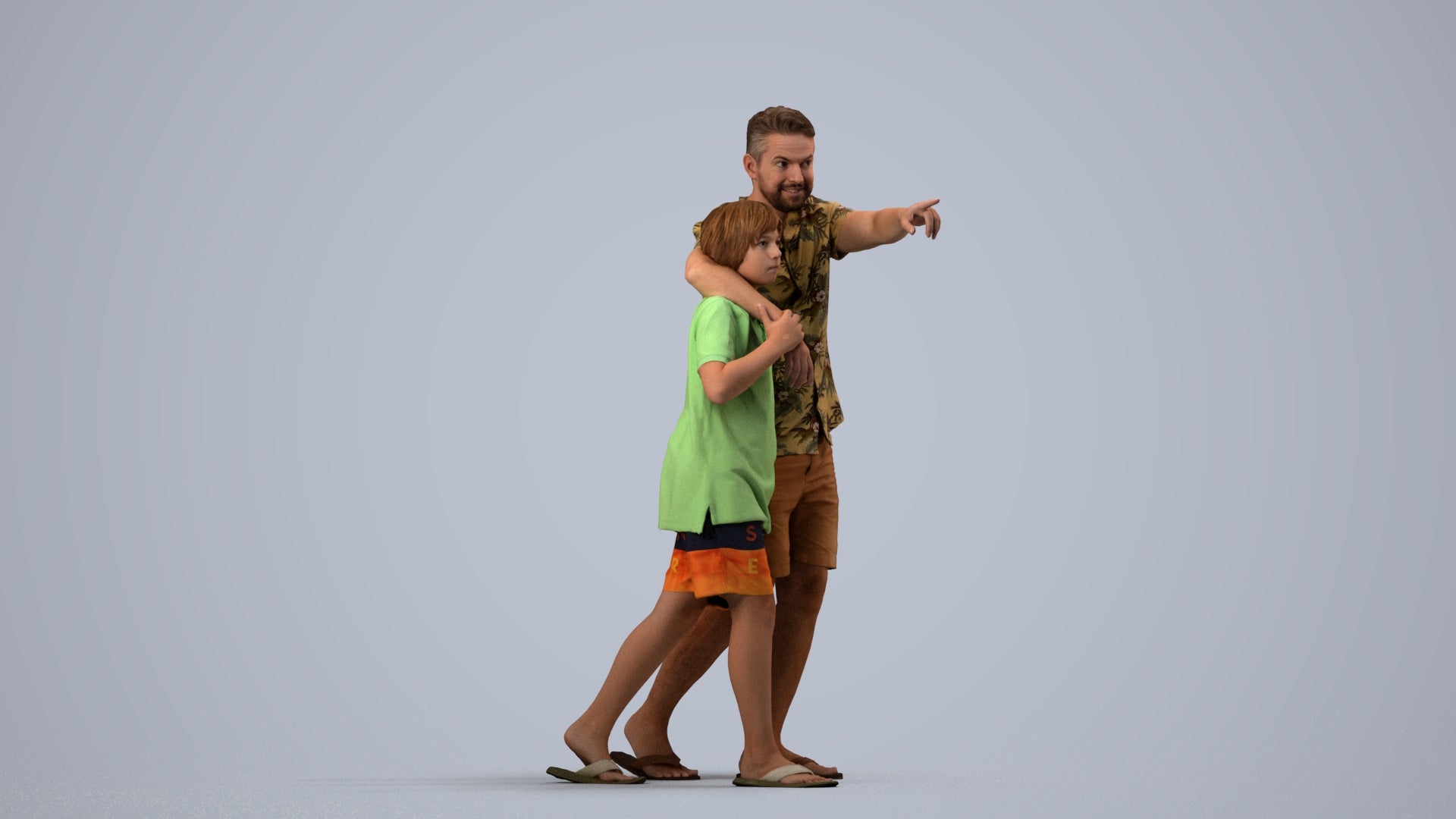 photogrammetry 3D boy kids, realistic human model archviz FBX, side view render
