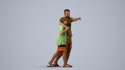 photogrammetry 3D boy kids, realistic human model archviz FBX, side view render