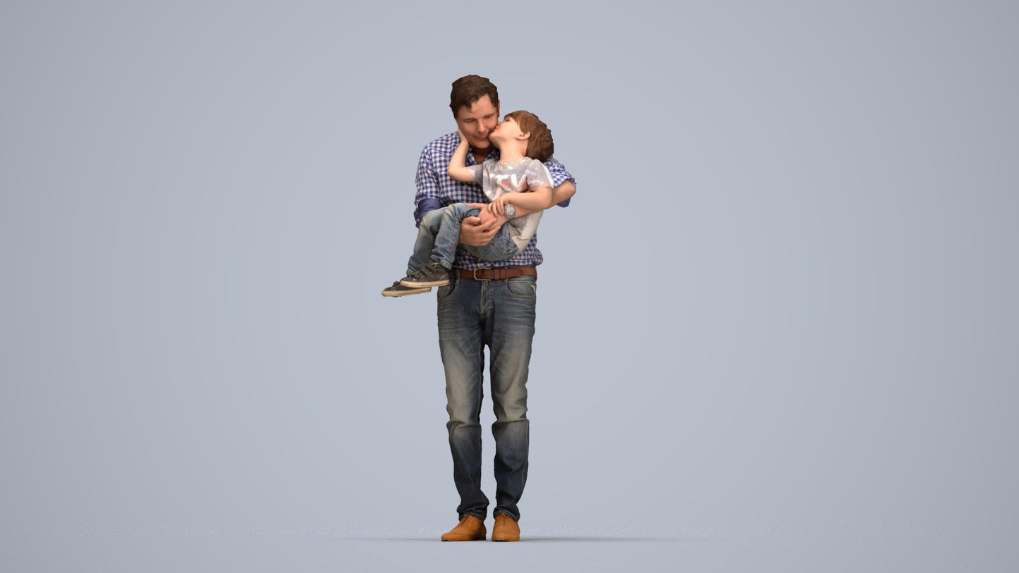 realistic 3D people boy casual kids, render-ready for V-Ray and Corona, FBX OBJ, top-down view render