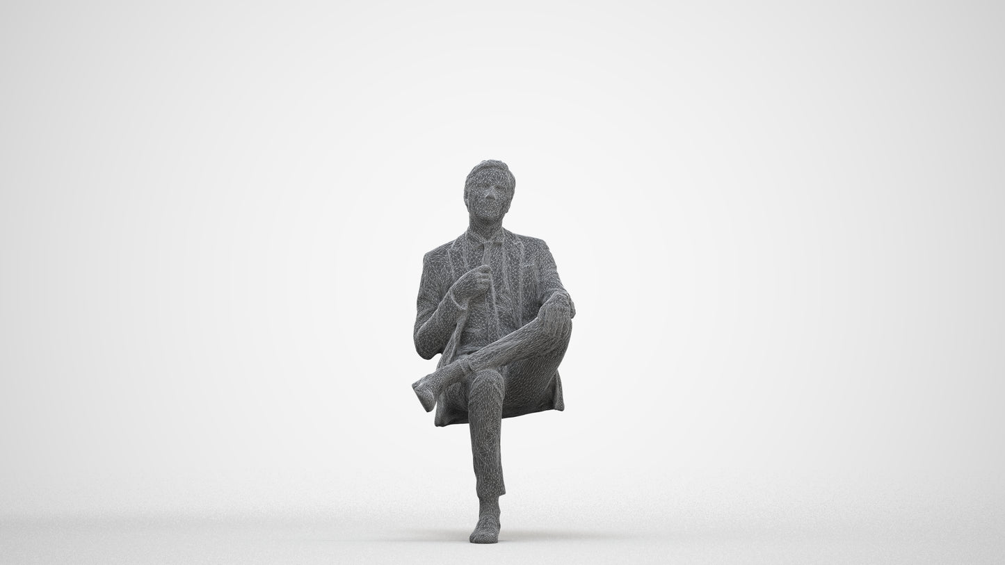 3D people model man business, scanned human for 3ds Max rendering, three-quarter front view render