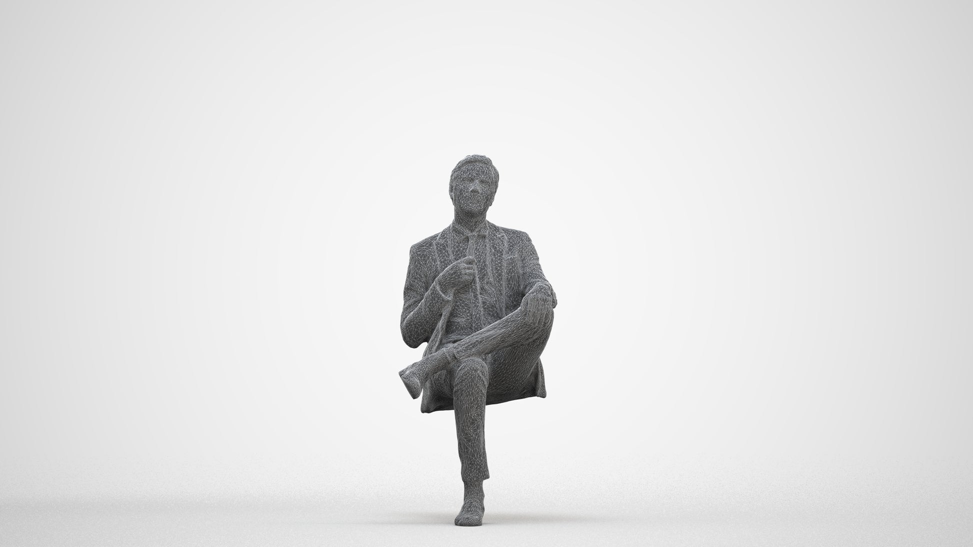 3D people model man business, scanned human for 3ds Max rendering, three-quarter front view render