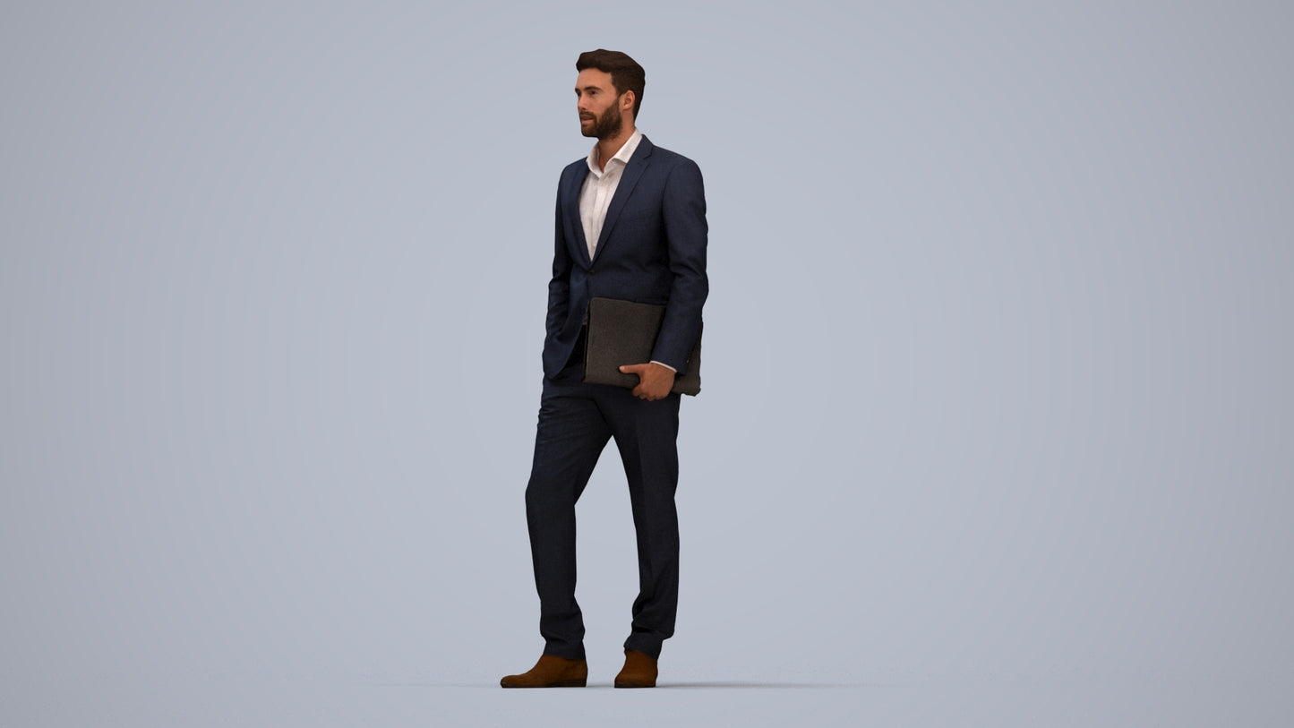 realistic 3D people man business, render-ready for V-Ray and Corona, FBX OBJ, top-down view render
