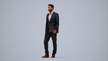 realistic 3D people man business, render-ready for V-Ray and Corona, FBX OBJ, top-down view render
