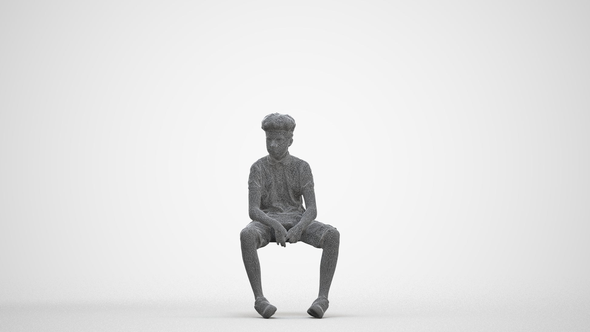 3D scanned boy kids casual, photorealistic archviz people for Enscape and SketchUp, three-quarter front view render