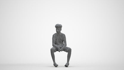3D scanned boy kids casual, photorealistic archviz people for Enscape and SketchUp, three-quarter front view render