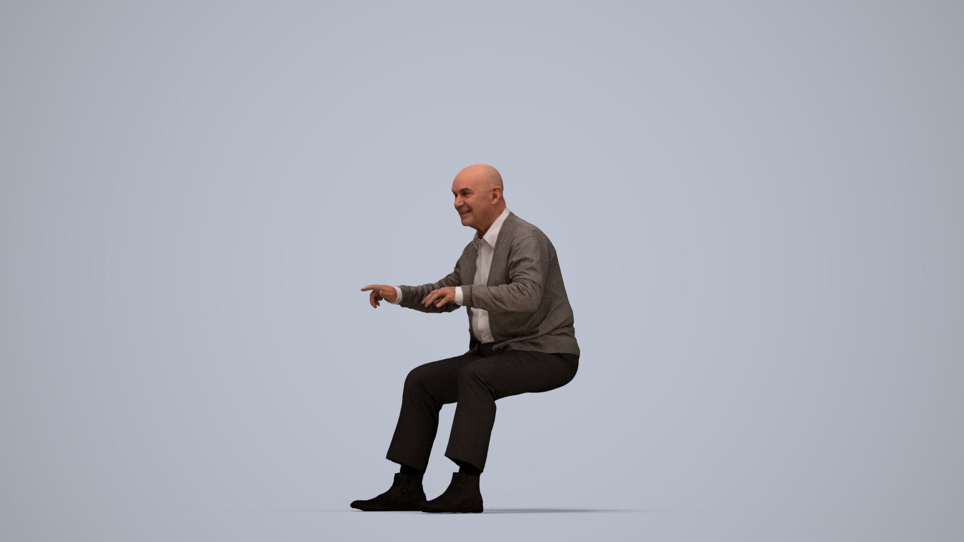 3D scanned senior man business, photorealistic archviz people for Enscape and SketchUp, top-down view render