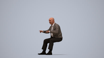 3D scanned senior man business, photorealistic archviz people for Enscape and SketchUp, top-down view render