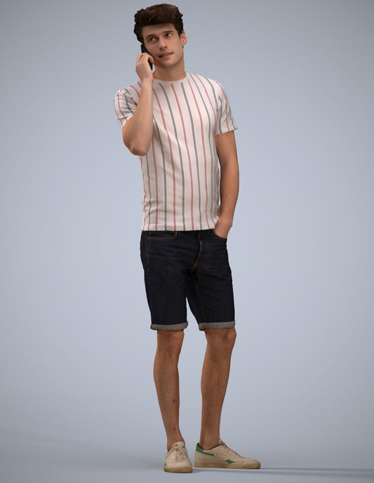 scanned 3D man casual standing, photogrammetry people for Enscape and V-Ray