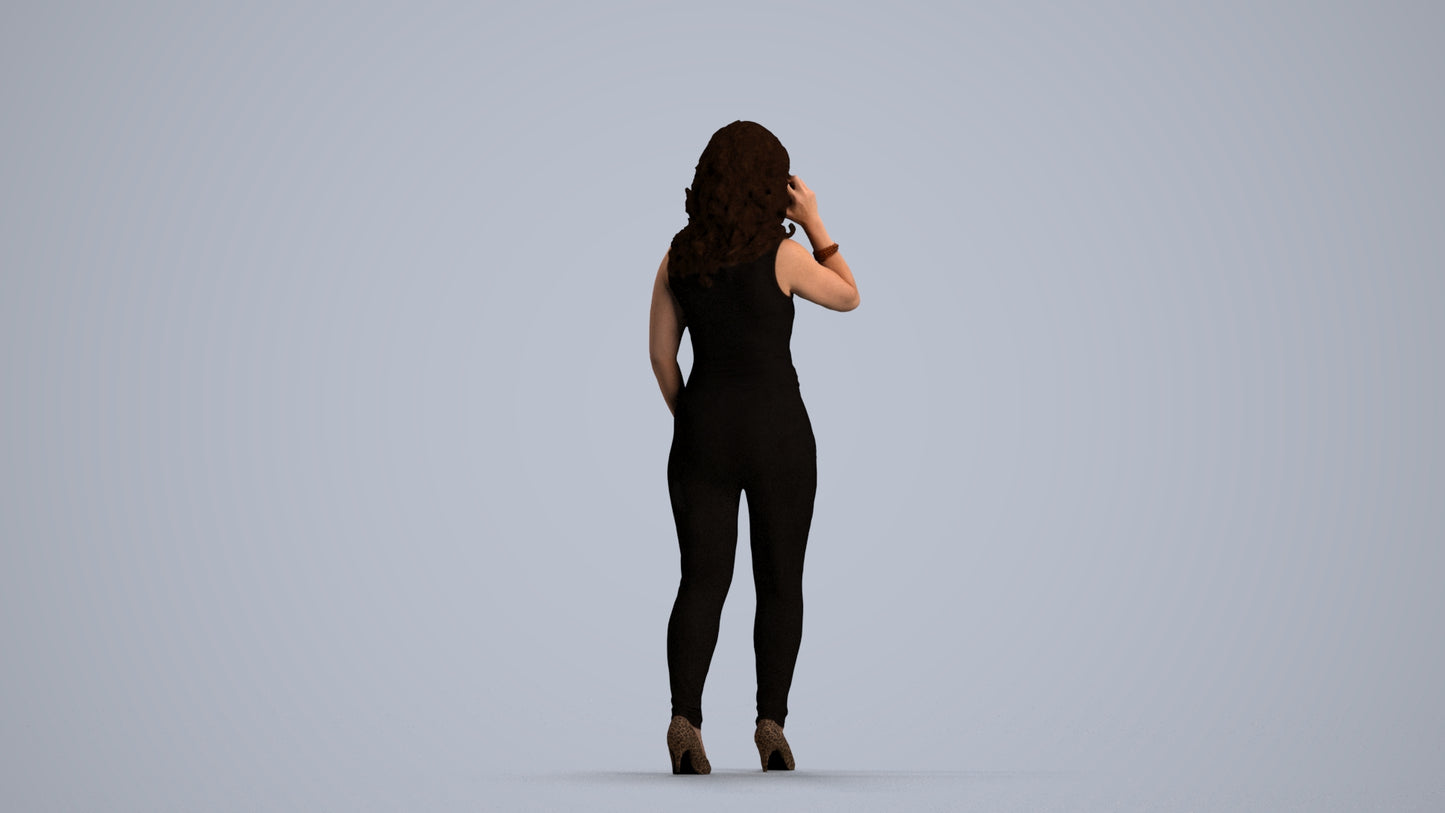 3D people model woman casual walking, scanned human for 3ds Max rendering, front view render