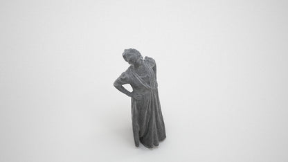 3D scanned woman standing casual, photorealistic archviz people for Enscape and SketchUp, wireframe three-quarter view