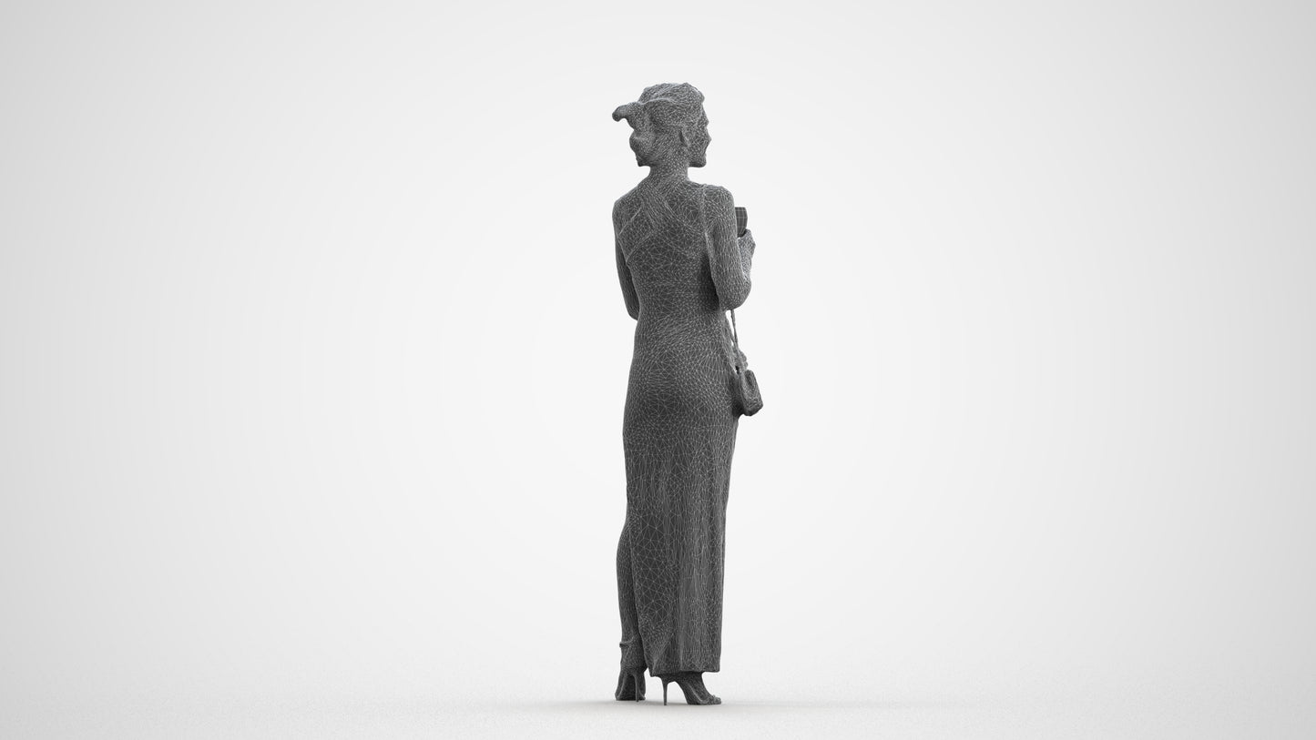 photogrammetry 3D woman formal formalaffairs, realistic human model archviz FBX, wireframe front view