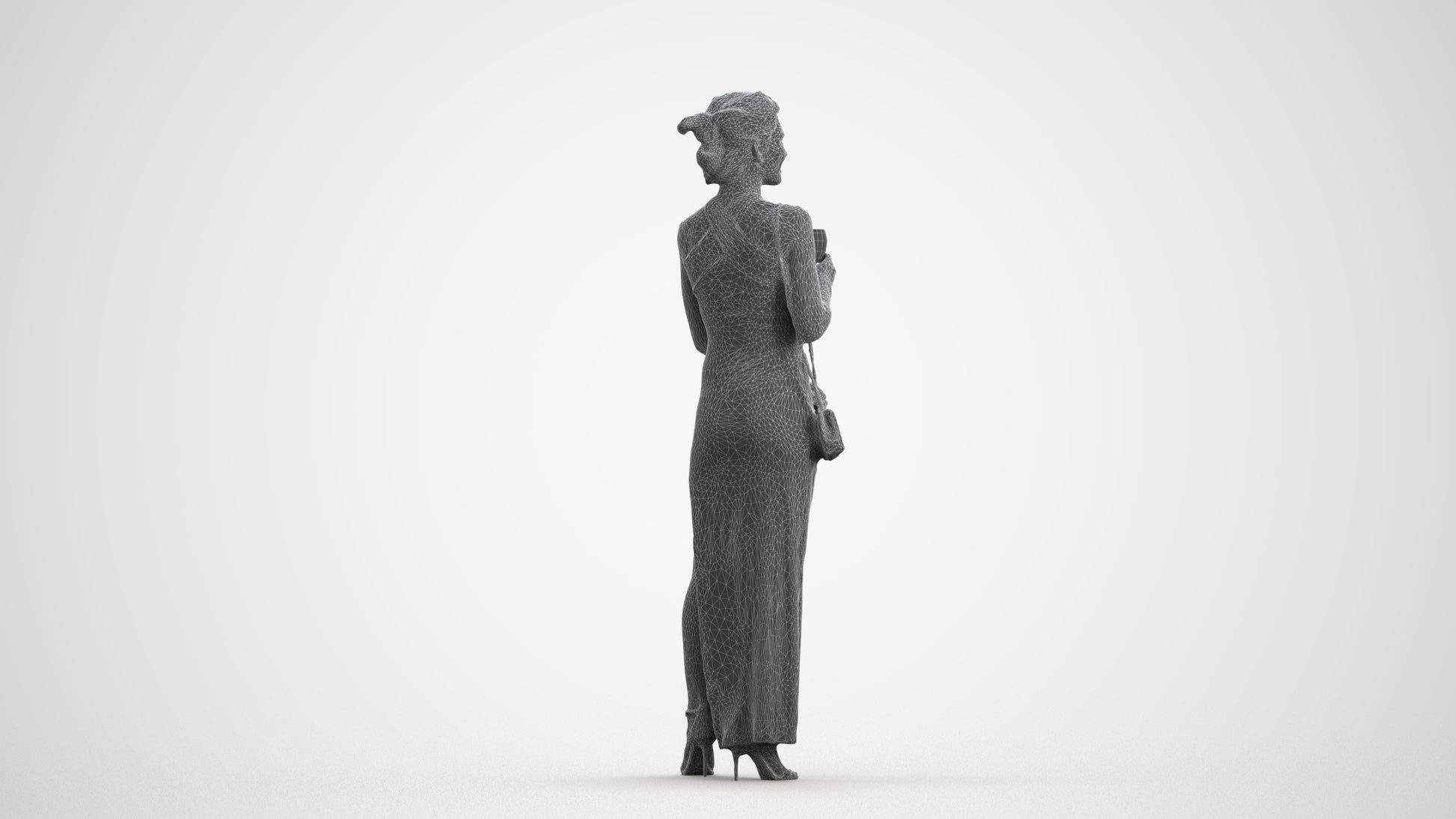 photogrammetry 3D woman formal formalaffairs, realistic human model archviz FBX, wireframe front view