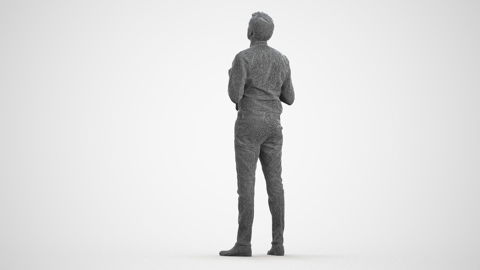 realistic 3D people man business mix, render-ready for V-Ray and Corona, FBX OBJ, wireframe front view