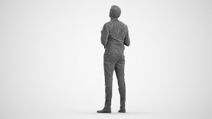 realistic 3D people man business mix, render-ready for V-Ray and Corona, FBX OBJ, wireframe front view