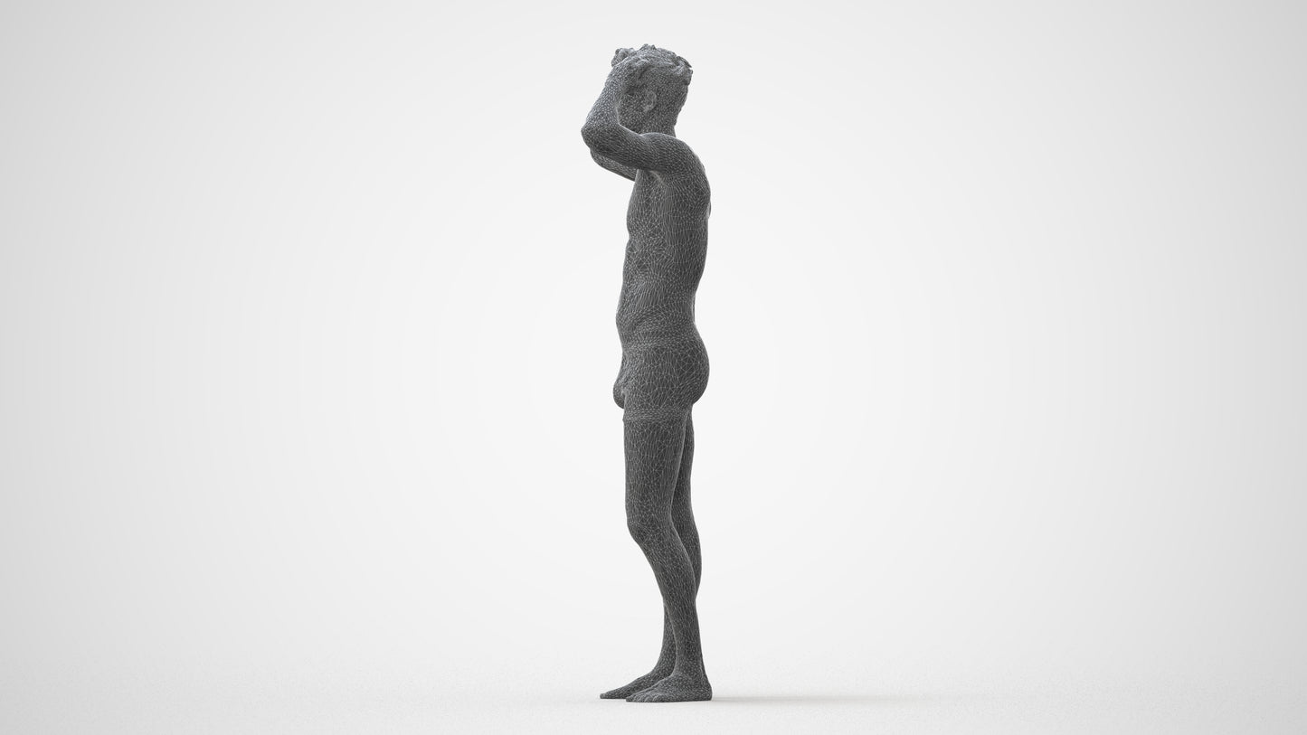 scanned 3D man bathroom, photogrammetry people for Enscape and V-Ray, square thumbnail