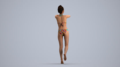 photogrammetry 3D woman pool, realistic human model archviz FBX, front view render