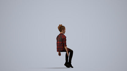 photogrammetry 3D girl casual kids, realistic human model archviz FBX, side view render