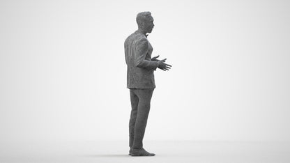 3D people model man formal formalaffairs, scanned human for 3ds Max rendering, wireframe side view