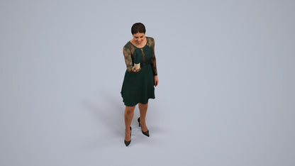 photogrammetry 3D woman casual hospitality, realistic human model archviz FBX, back view render