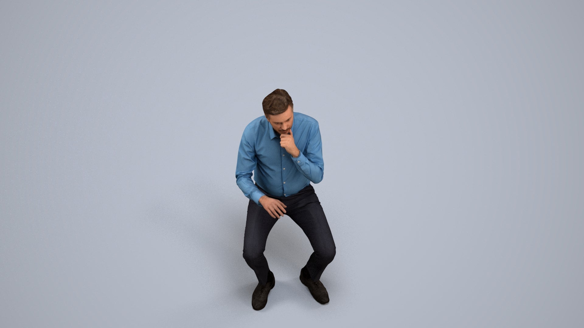 photogrammetry 3D man business, realistic human model archviz FBX, back view render