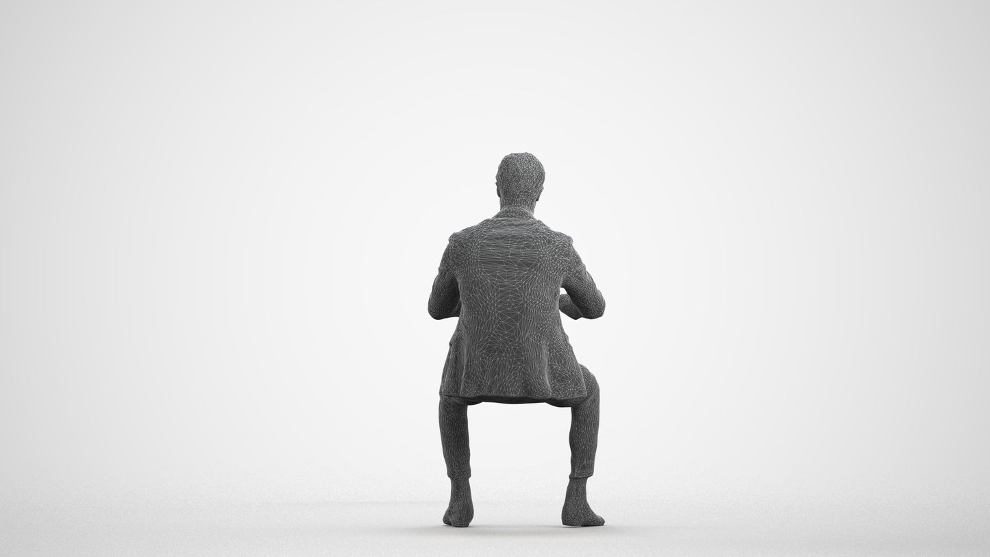 3D scanned man business, photorealistic archviz people for Enscape and SketchUp, wireframe front view