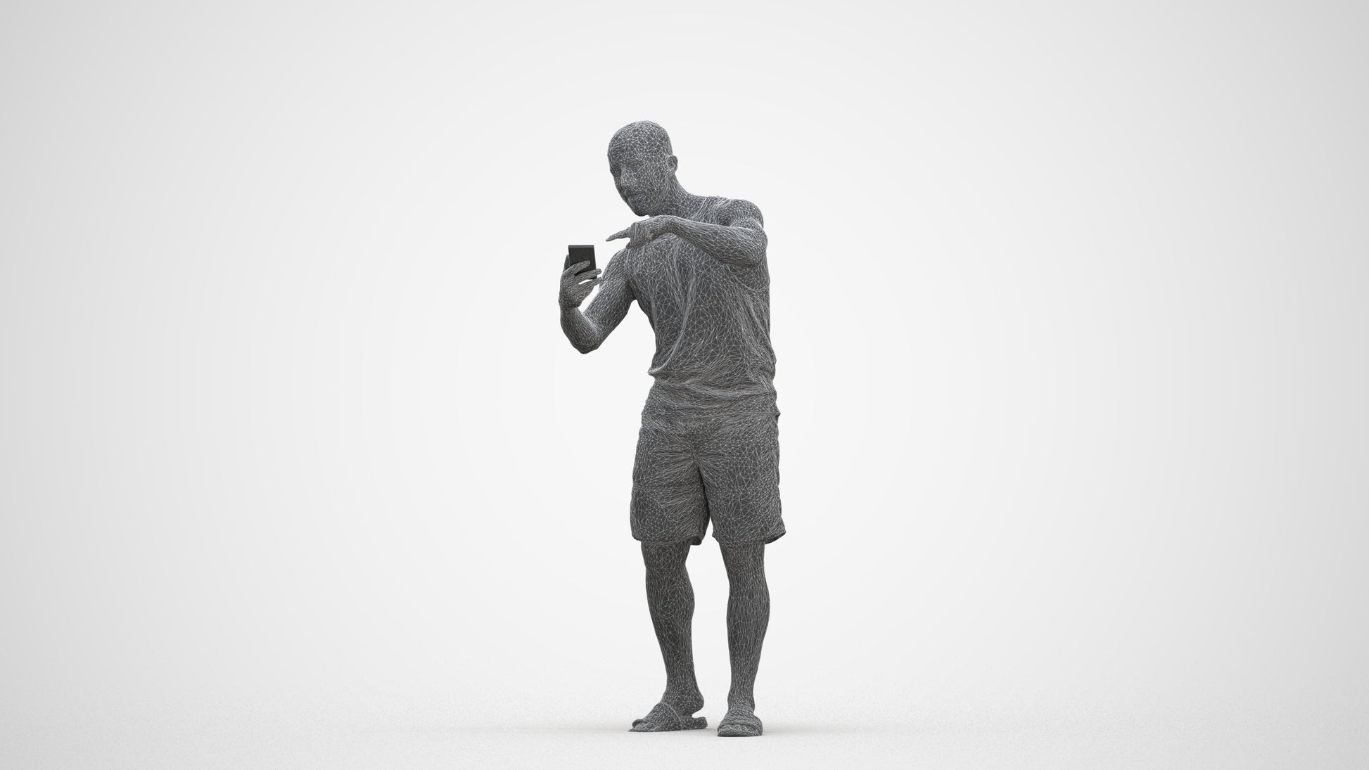 3D scanned man standing, photorealistic archviz people for Enscape and SketchUp, three-quarter front view render