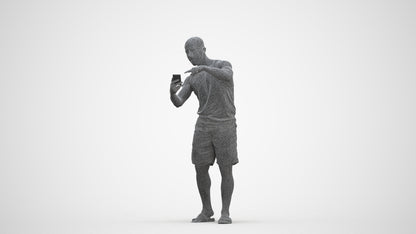 3D scanned man standing, photorealistic archviz people for Enscape and SketchUp, three-quarter front view render