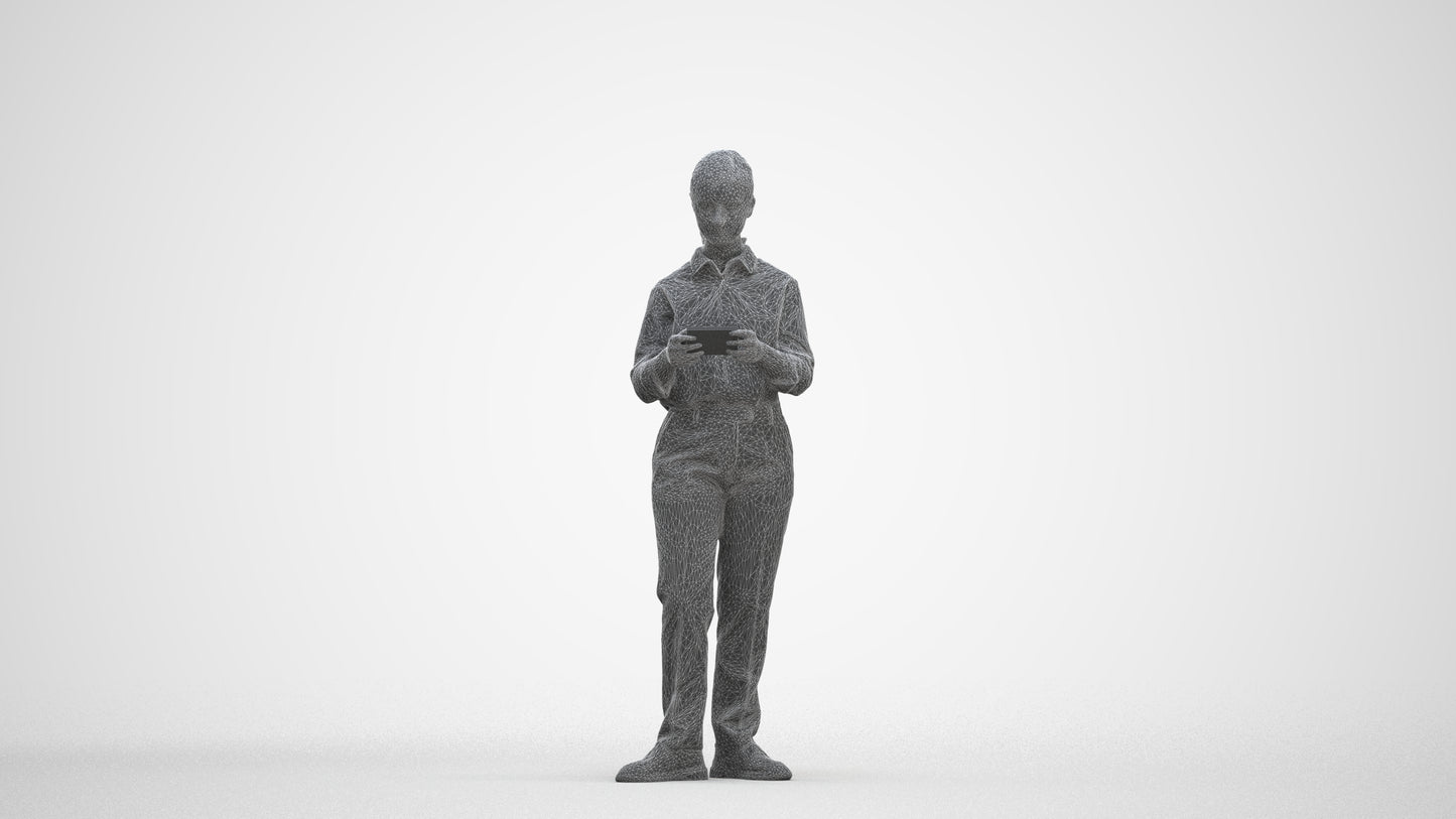 3D scanned girl kids, photorealistic archviz people for Enscape and SketchUp, three-quarter front view render